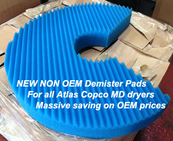 New Demister Pads for all Atlas Copco Regen MD dryer sizes 